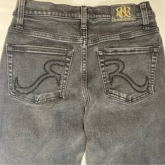 Rock & Republic Jeans Kendra Curvy Bootcut Whimsigoth Rhinestone Y2K Black 6 - Picture 6 of 9